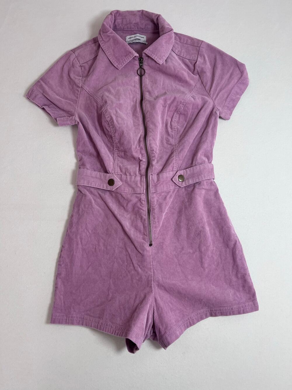 Urban Outfitters Tyson Romper Womens S Pink Corduroy Zip Front Y2K Utility